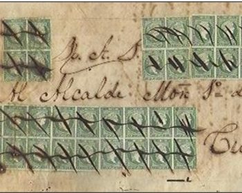 Las cancelaciones y marcas manuscritas en la primera emision de sellos de Cuba.