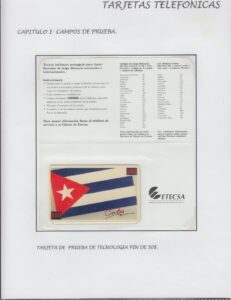 Adolfo Sarrias- Tarjetas telefonicas de Cuba.Campos de prueba y tarjetas de chip