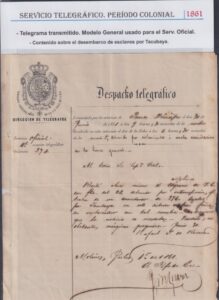 Maydolis Echemendia Carbajal - Cuba. Telegramas del Período Colonial.